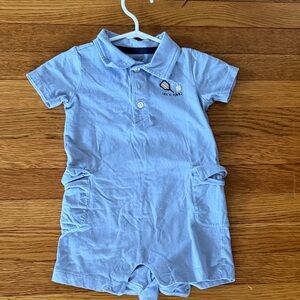 Light Blue Baby Romper with Ice Cream Embroidery